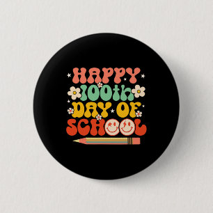 Happy 100th Day Of School Teacher Kids Retro Groov 6 Cm Round Badge
