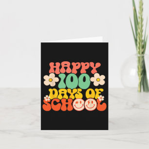 Happy 100th Day Of School Teacher Kids Retro Groov Card