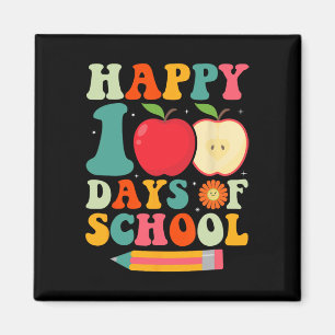Happy 100th Day Of School Teacher Kids Retro Groov Magnet