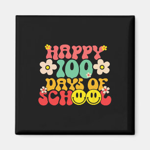 Happy 100th Day Of School Teacher Kids Retro Groov Magnet