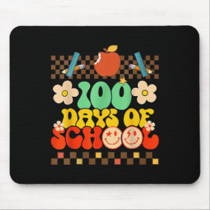 Happy 100th Day Of School Teacher Kids Retro Groov Mouse Pad