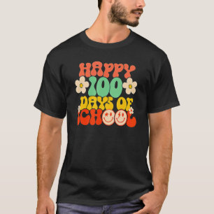 Happy 100th Day Of School Teacher Kids Retro Groov T-Shirt