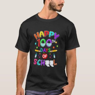 Happy 100th Day Of School Teacher Mask 100 Days Qu T-Shirt
