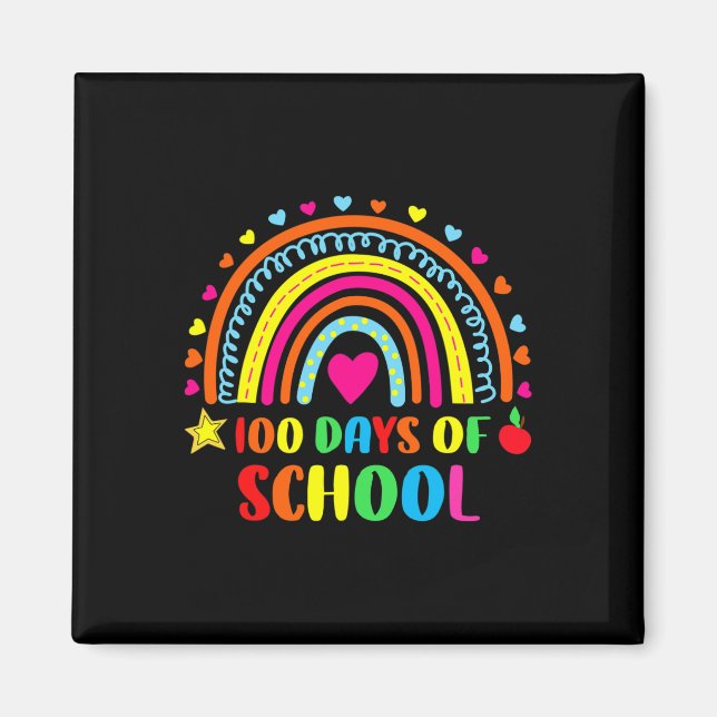 Happy 100th Day Of School Teacher Rainbow 100 Days Magnet (Front)