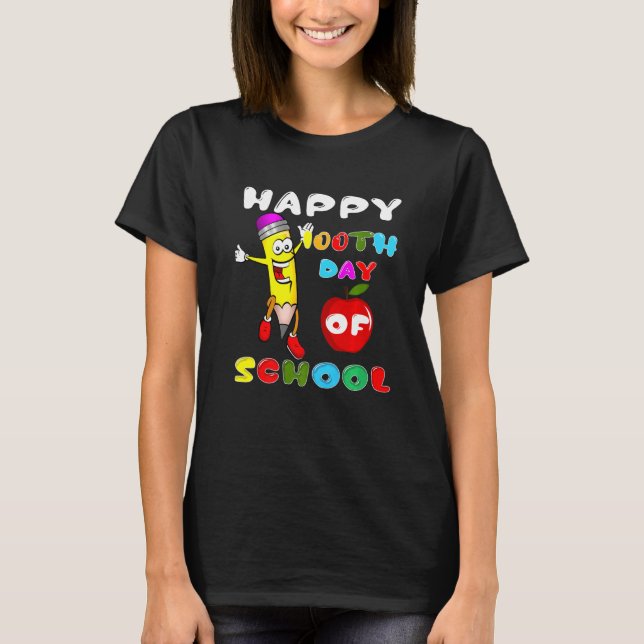 Happy 100th Day Of School Teacher Rainbow 100 Days T-Shirt (Front)