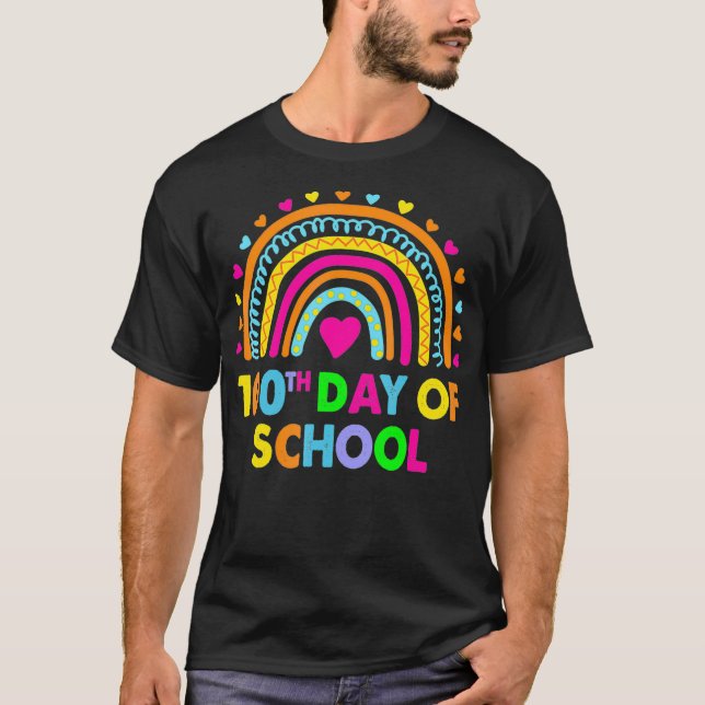 Happy 100th Day Of School Teacher Rainbow,100 Days T-Shirt (Front)