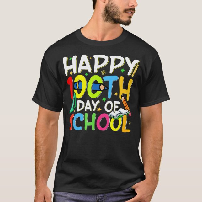 Happy 100th Day Of School Teacher Student  100 Day T-Shirt (Front)