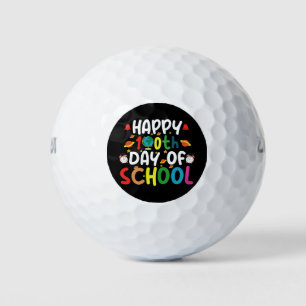 Happy 100th Day of School Teacher Student Golf Balls