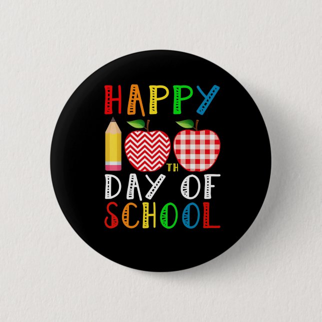 Happy 100th Day of School Teacher Student Kids Gif 6 Cm Round Badge (Front)