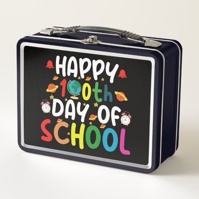 Happy 100th Day of School Teacher Student Metal Lunch Box (Front)