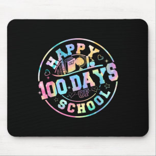 Happy 100th Day Of School Teacher Student Tie Dye  Mouse Pad
