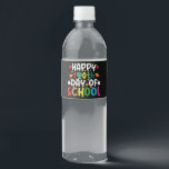 Happy 100th Day of School Teacher Student Water Bottle Label<br><div class="desc">Happy 100th Day of School 100 Days of School Teacher Student T-Shirt</div>