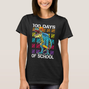 Happy 100th Day of School Teachers 100 Days T-Rex T-Shirt