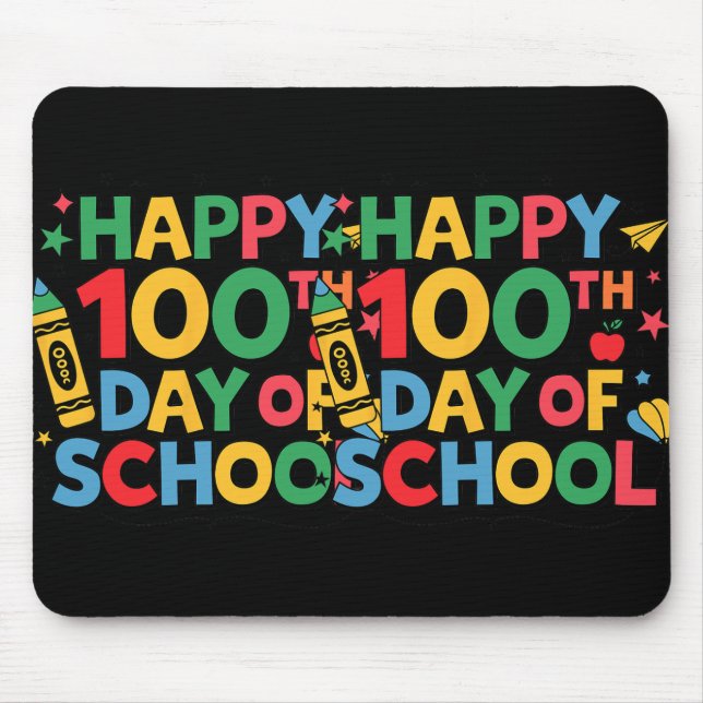 Happy 100th Day Of School Teachers Student Hand Dr Mouse Pad (Front)