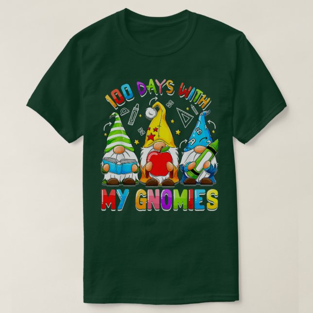 Happy 100th Day Of School Three Gnomes Virtual Tea T-Shirt (Design Front)