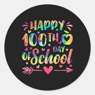 Happy 100th Day Of School Tie Dye Rainbow 100 Days Classic Round Sticker