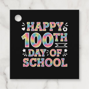 Happy 100th Day Of School Tie Dye Rainbow 100 Days Favour Tags
