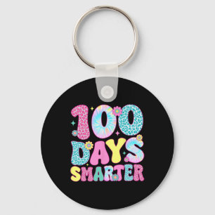 Happy 100th Day Of School Tie Dye Rainbow 100 Days Key Ring