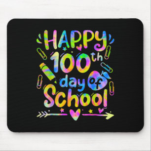 Happy 100th Day Of School Tie Dye Rainbow 100 Days Mouse Pad