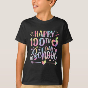 Happy 100th Day Of School Tie Dye Rainbow 100 Days T-Shirt