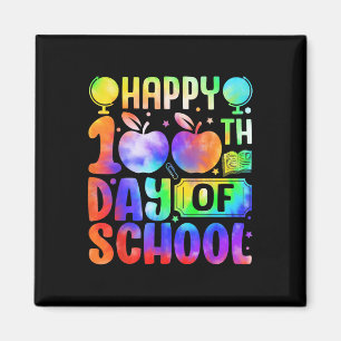 Happy 100th Day Of School Tie Dye Rainbow Kids Wom Magnet