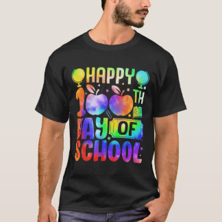 Happy 100th Day Of School Tie Dye Rainbow Kids Wom T-Shirt