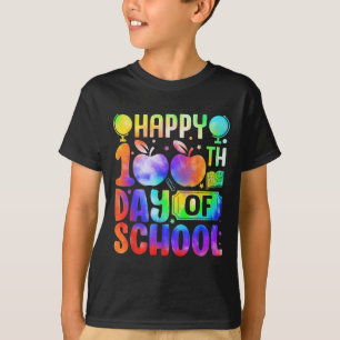 Happy 100th Day Of School Tie Dye Rainbow Kids Wom T-Shirt