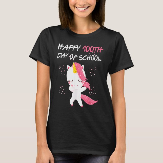 Happy 100th Day Of School Unicorn Face Mask Virtua T-Shirt (Front)