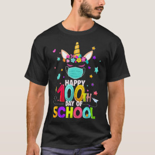 Happy 100th Day Of School Unicorn Face Mask Virtua T-Shirt