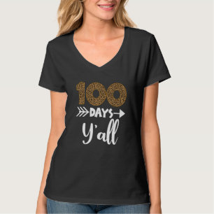 Happy 100th Day Of School Y'all Leopard Skin Teach T-Shirt