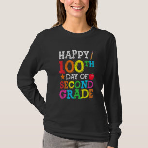 Happy 100th Day Of Second Grade Colourful Back To  T-Shirt