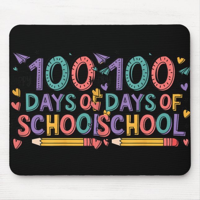 Happy 100th Day School Cute 100 Days Teachers Stud Mouse Pad (Front)