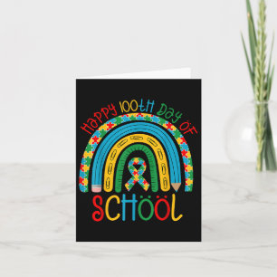 Happy 100th Days Of School - Autism Puzzle Ribbon Card