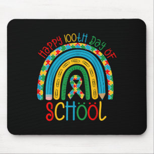 Happy 100th Days Of School - Autism Puzzle Ribbon Mouse Pad