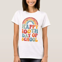 Happy 100th Days Of School Groovy Retro Rainbow