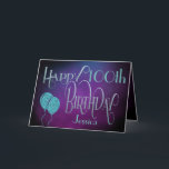Happy 100th Name Purple Teal Mystical Birthday Card<br><div class="desc">An elegant decorative typographical design with a mystical feel to send your 100th Birthday wishes. Happy Birthday is set in an ornate script typography with ornate swashes, in shades of blue, and the age is in a cordinating typeface along with your recipient’s name, on a watercolor style background in shades...</div>