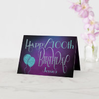 Happy 100th Name Purple Teal Mystical Birthday