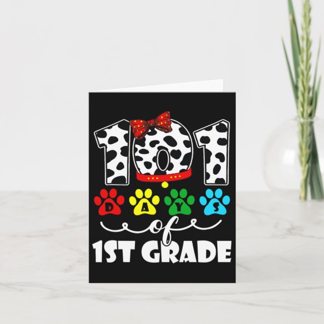 Happy 101 Days School 1st Grade Dog 100 Days Smart Card (Front)