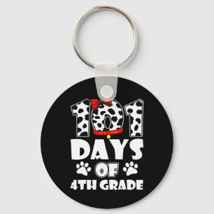Happy 101 Days School 4th Grade Dog 100 Days Smart Key Ring