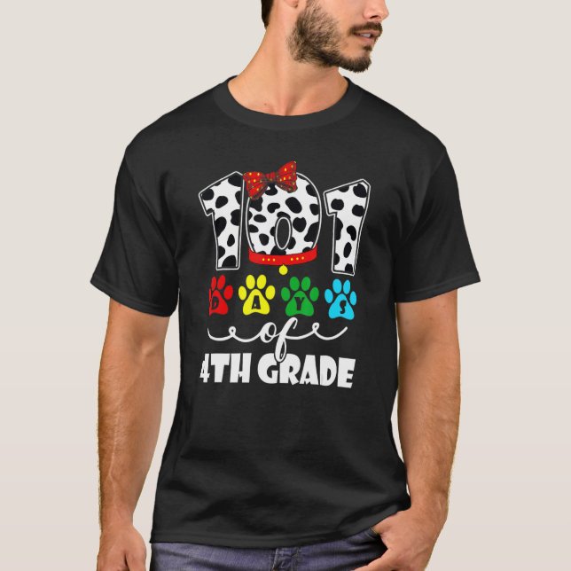 Happy 101 Days School 4th Grade Dog 100 Days Smart T-Shirt (Front)