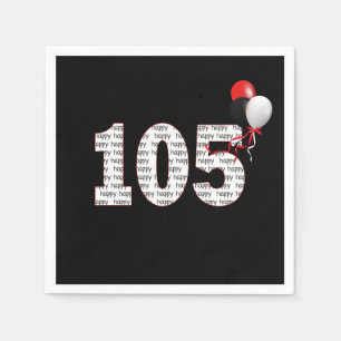 Happy 105th Birthday On Black  Napkins