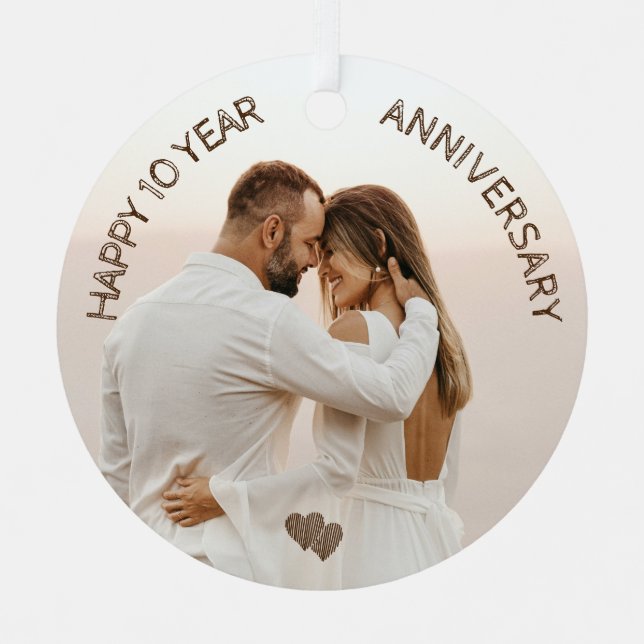 Happy 10 Years Anniversary Custom Metal Tree Decoration (Front)