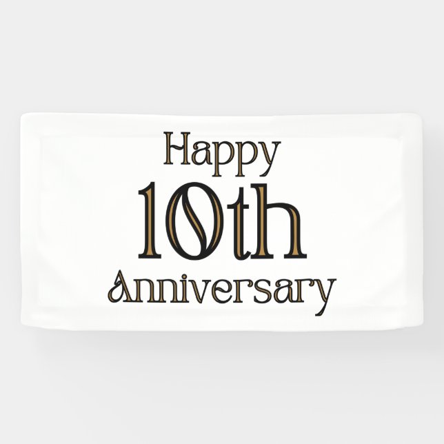 Happy 10th Anniversary 1.6x3 Vinyl Banner (Horizontal)