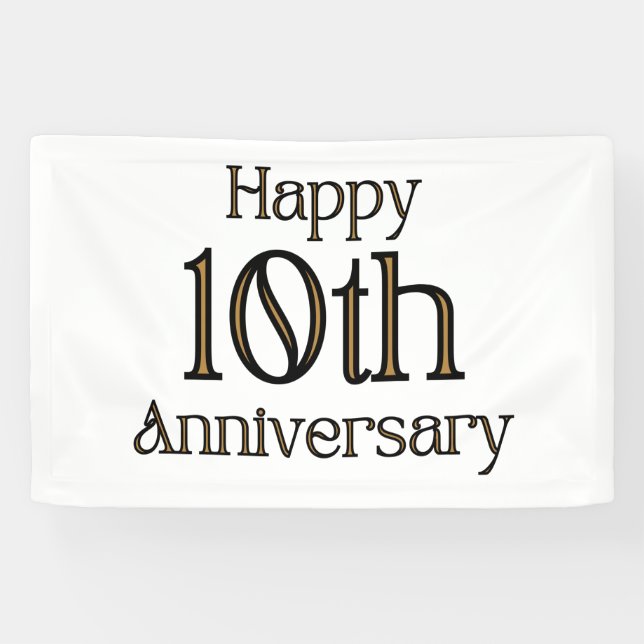 Happy 10th Anniversary 2.5x4 Vinyl Banner (Horizontal)