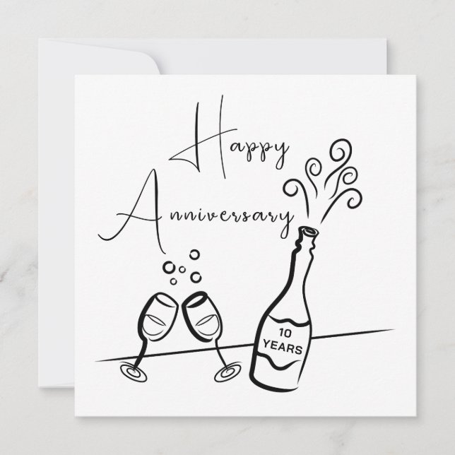 Happy 10th Anniversary Champagne Celebration Card (Front)