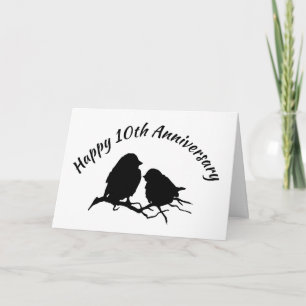 Happy 10th Anniversary Cute Bird Couple Silhouette Card