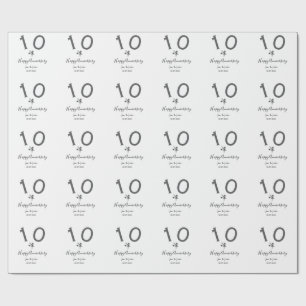 Happy 10th anniversary name date grey metal star b wrapping paper