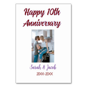 Happy 10th anniversary photo wedding couple name d table number