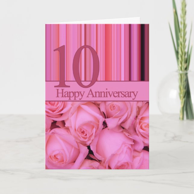 Happy 10th Anniversary roses Postcard (Front)
