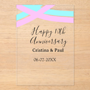 Happy 10th anniversary simple minimal wedding name acrylic invitations